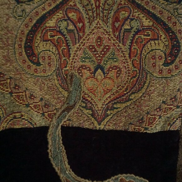 Vintage '90S Allure Petite Black Green Patchwork Paisley Tapestry Jacket PXS - Picture 16 of 16